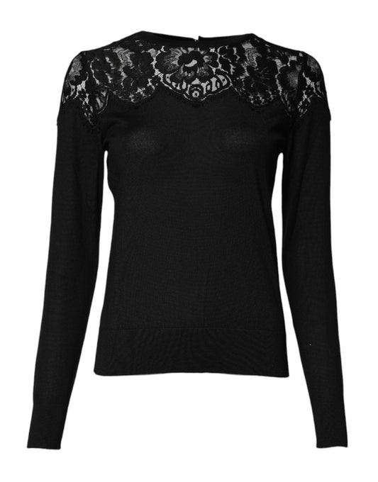 Chemisier à manches longues en dentelle florale noire Dolce &amp; Gabbana