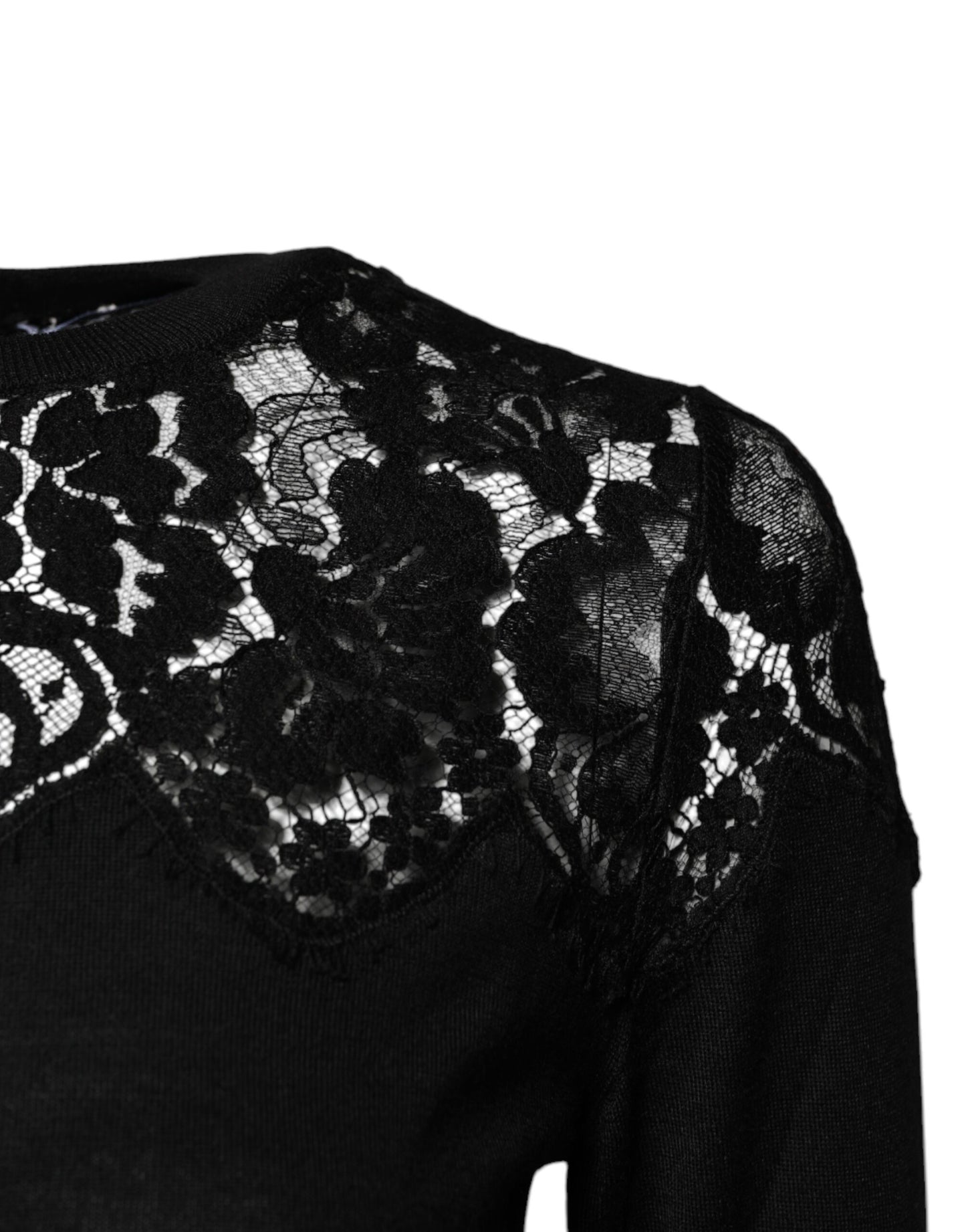 Chemisier à manches longues en dentelle florale noire Dolce &amp; Gabbana