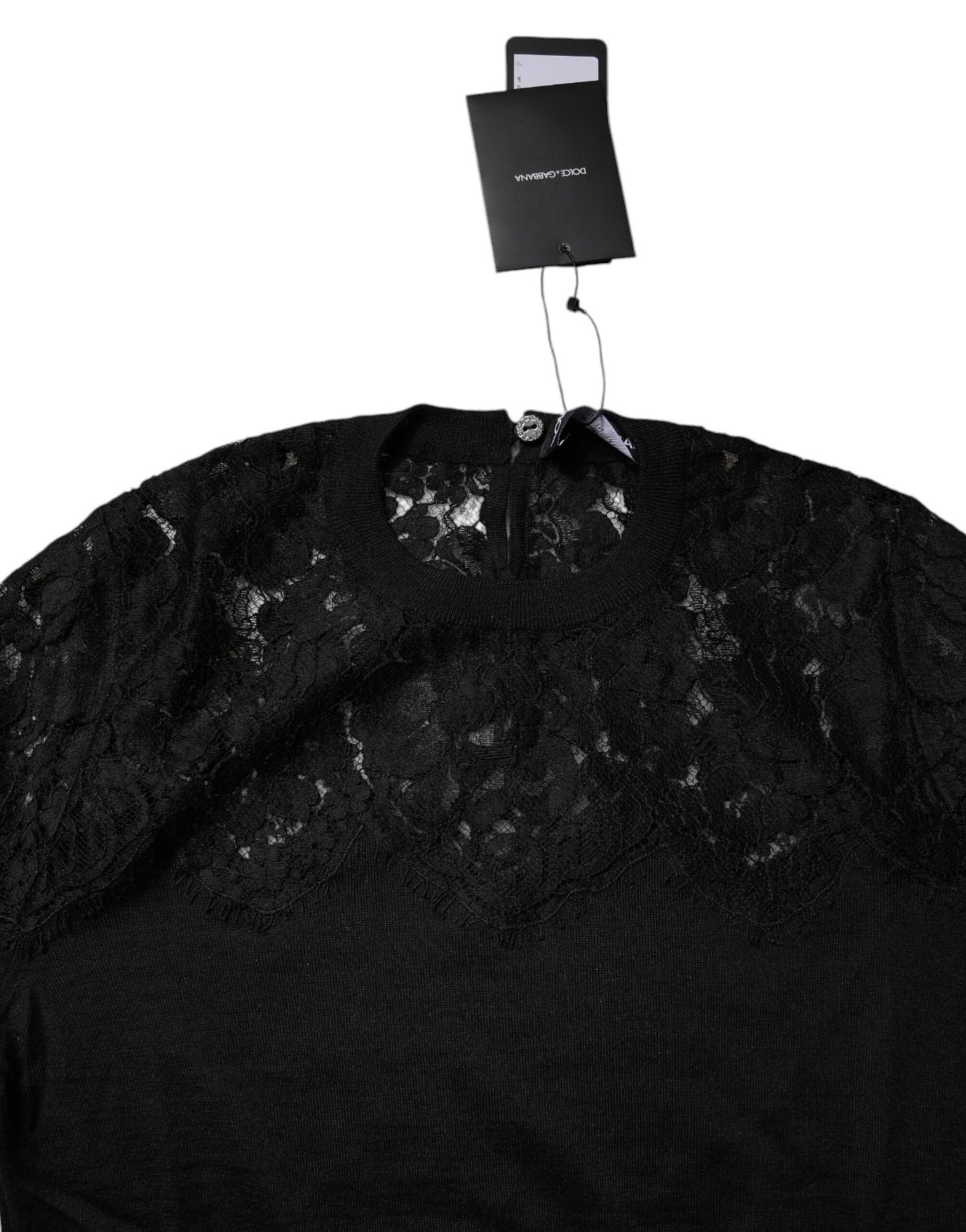 Chemisier à manches longues en dentelle florale noire Dolce &amp; Gabbana