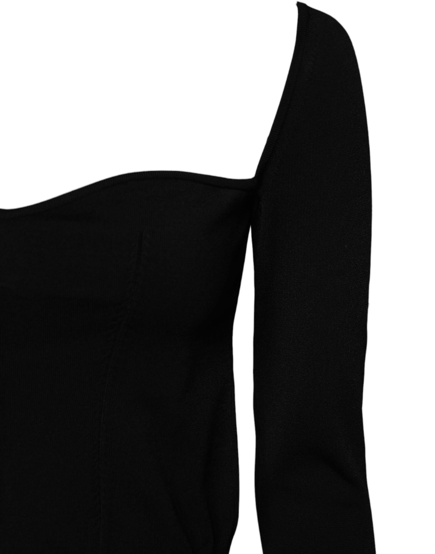 Pull noir à manches longues et encolure carrée Dolce &amp; Gabbana
