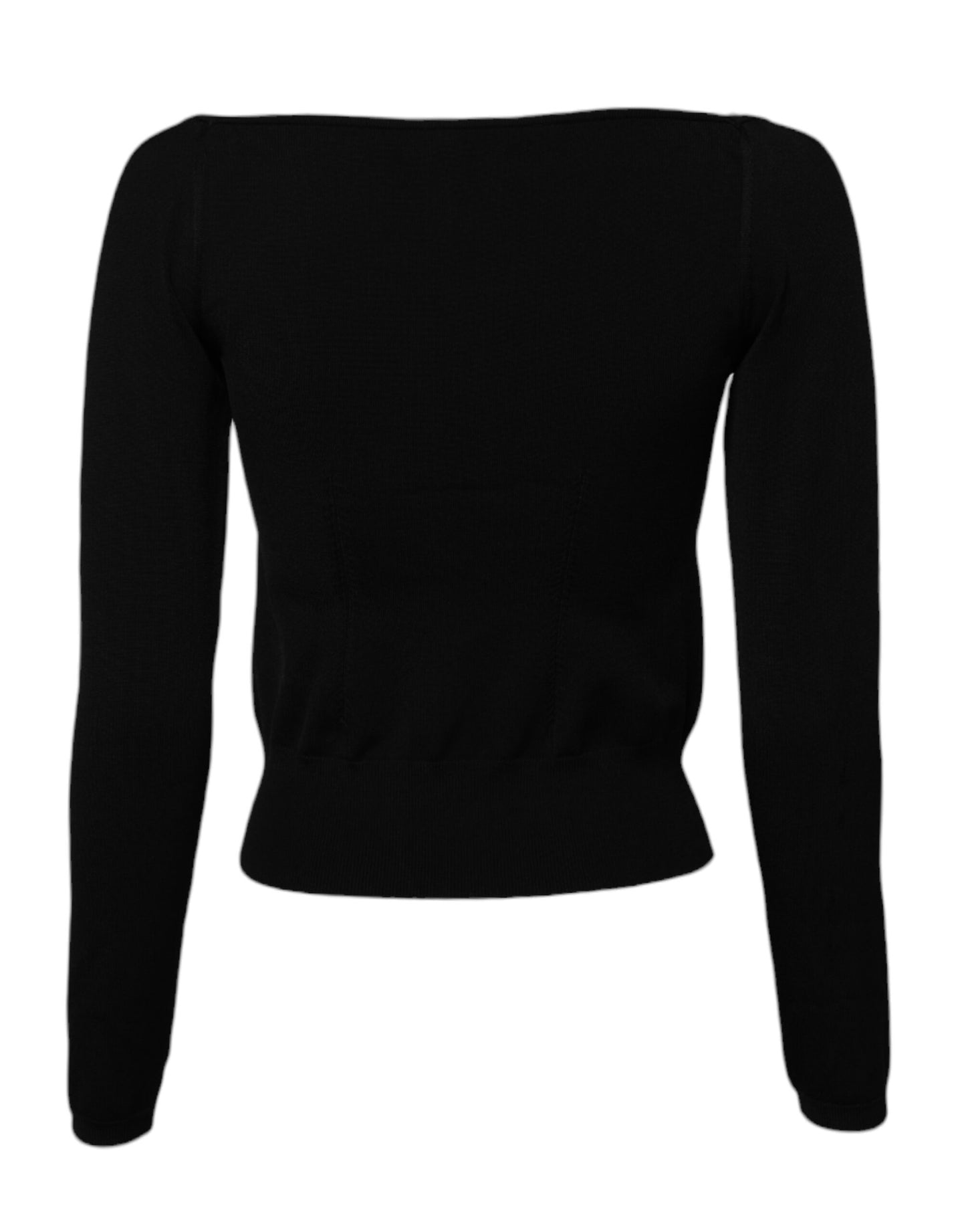 Pull noir à manches longues et encolure carrée Dolce &amp; Gabbana