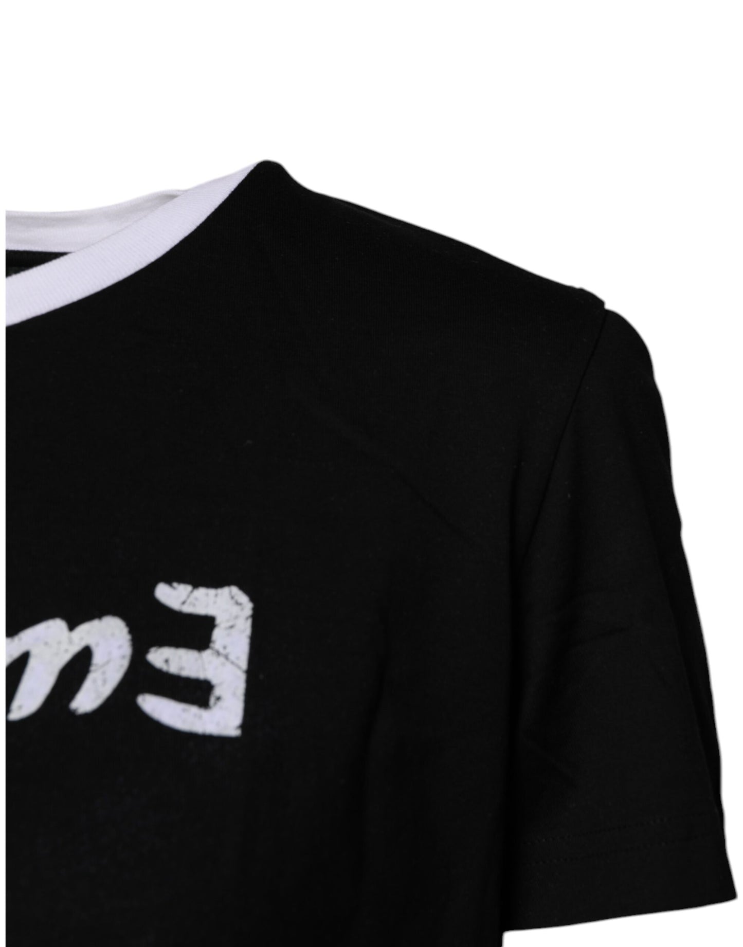 T-shirt en coton noir à col rond imprimé Dolce &amp; Gabbana