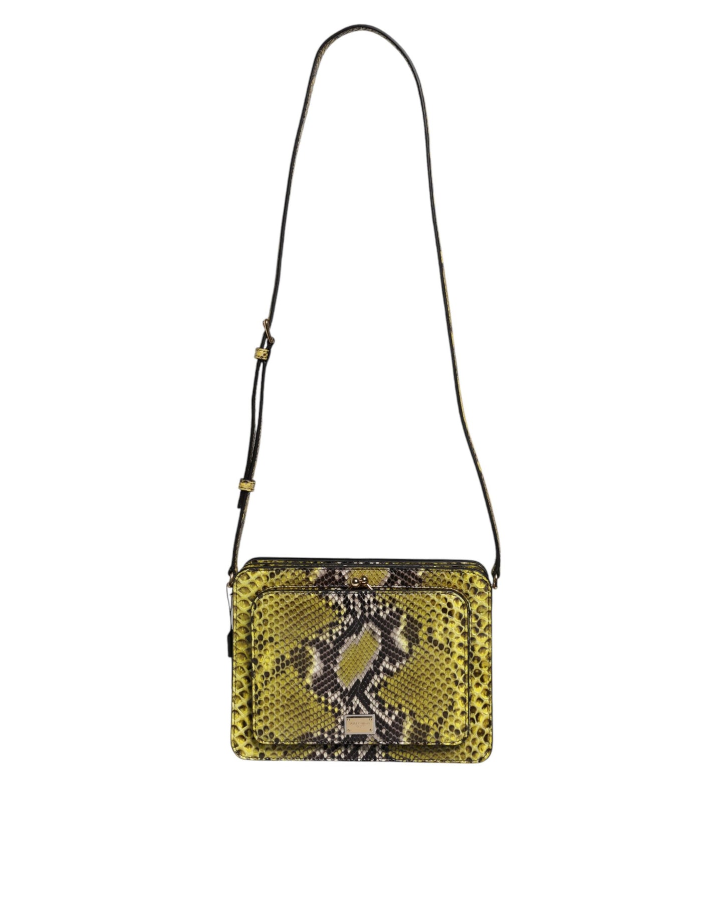 Pochette bandoulière en cuir exotique vert Dolce &amp; Gabbana DG Plaque