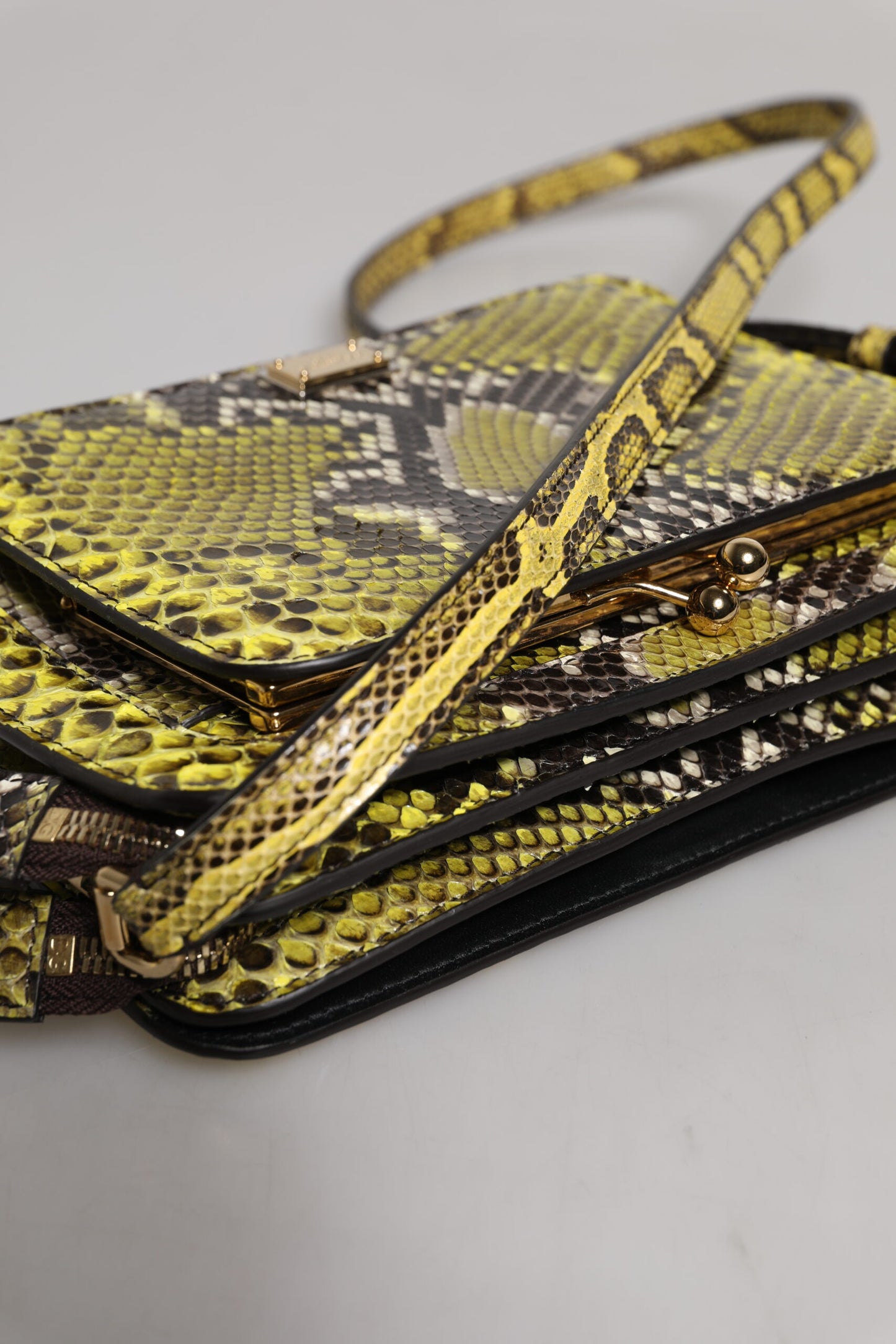 Pochette bandoulière en cuir exotique vert Dolce &amp; Gabbana DG Plaque