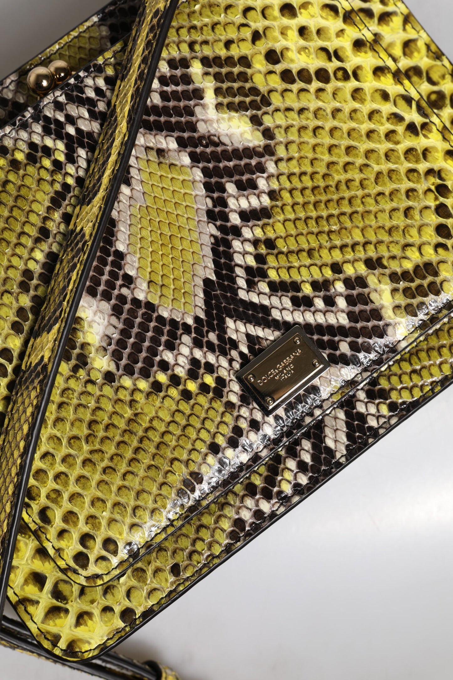 Pochette bandoulière en cuir exotique vert Dolce &amp; Gabbana DG Plaque