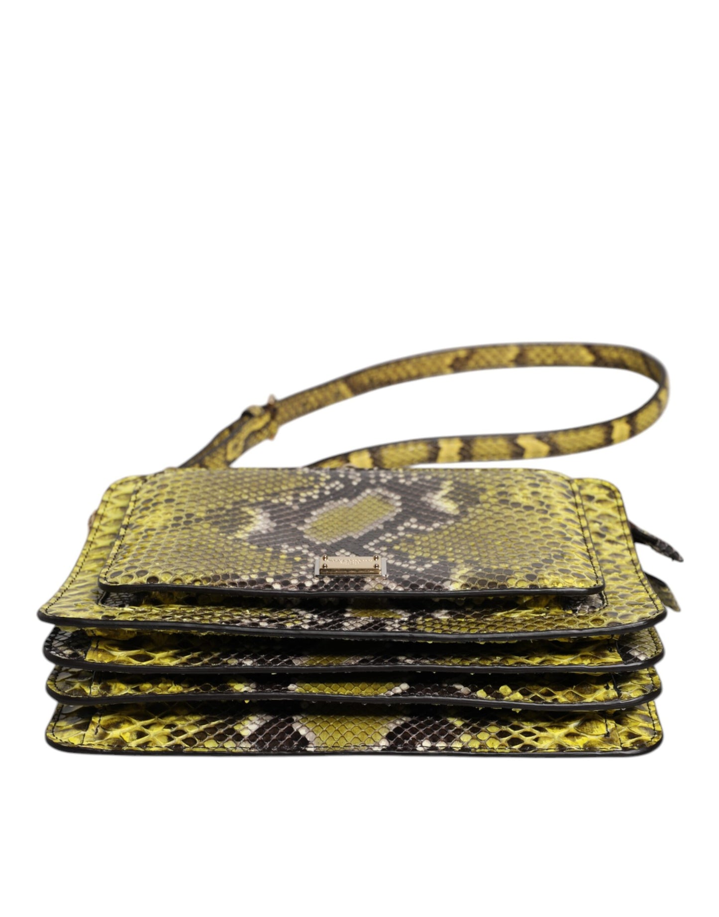 Pochette bandoulière en cuir exotique vert Dolce &amp; Gabbana DG Plaque