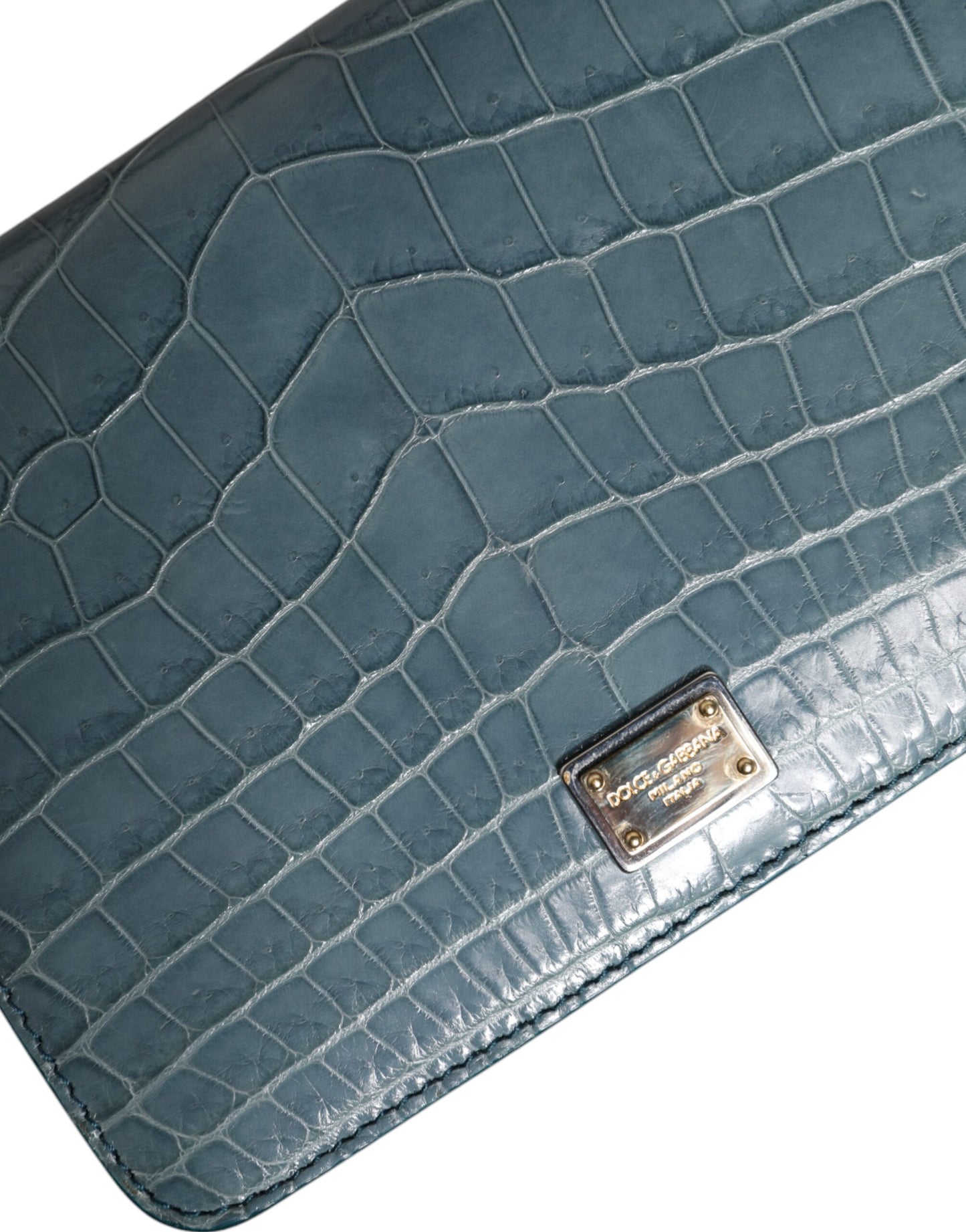 Mini sac bandoulière Dolce &amp; Gabbana en cuir exotique vert DG Plaque