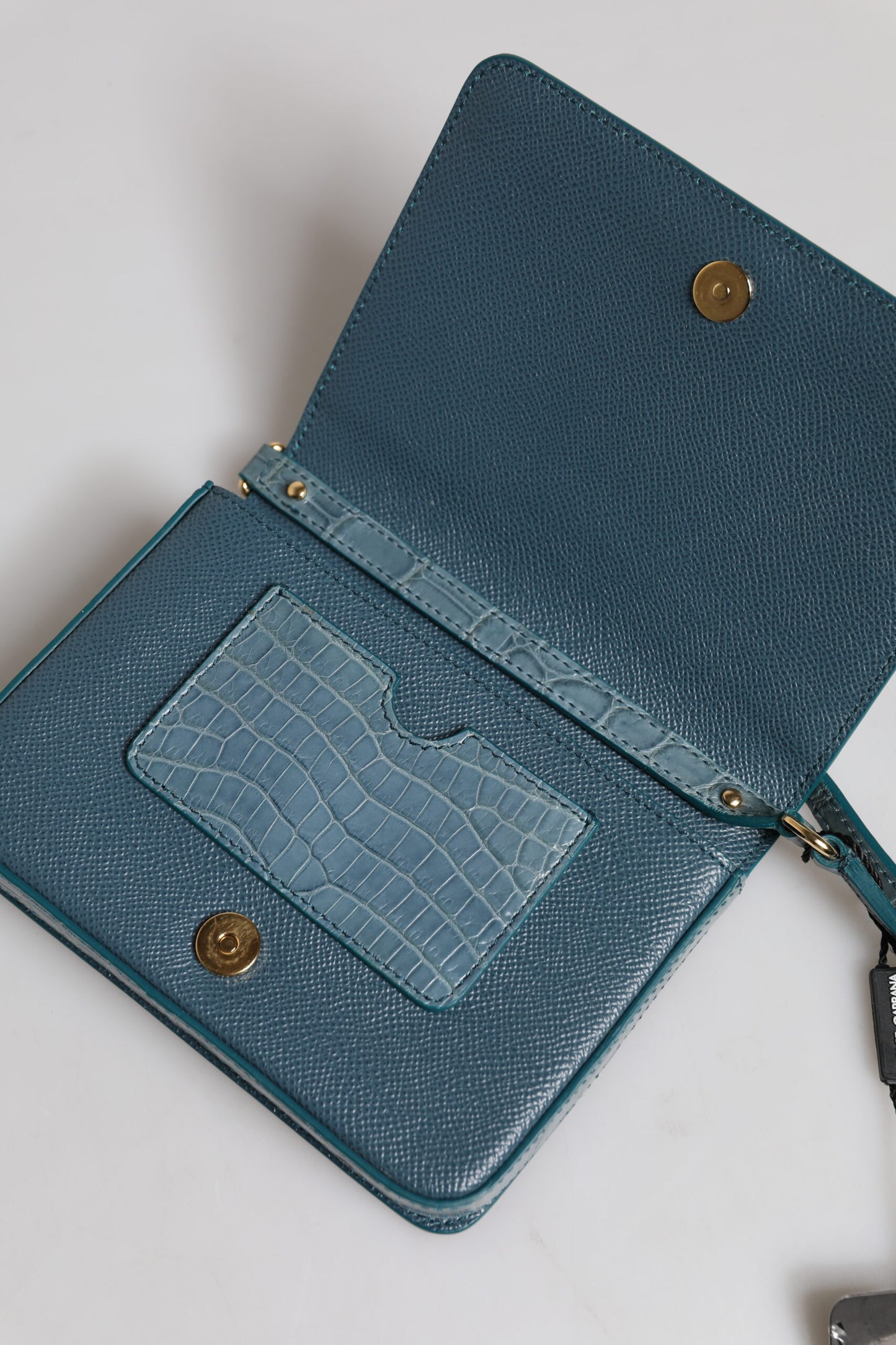Mini sac bandoulière Dolce &amp; Gabbana en cuir exotique vert DG Plaque
