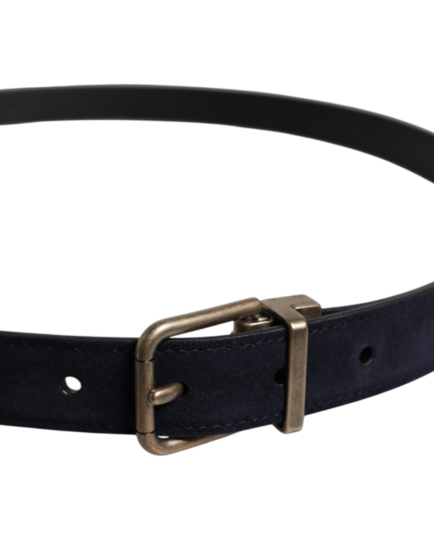 Dolce & Gabbana Black Goat Leather Metal Buckle Classic Belt