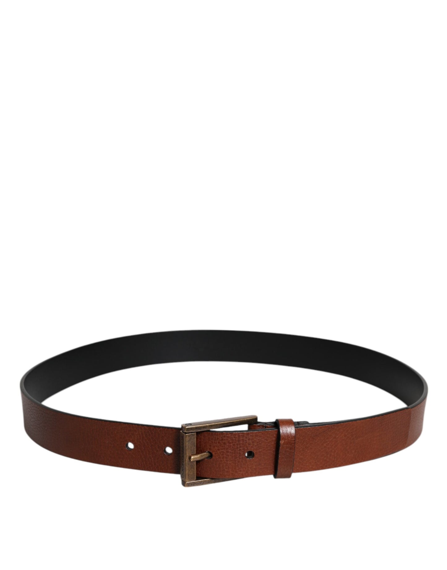 Dolce & Gabbana Brown Calf Leather Classic Metal Buckle Belt
