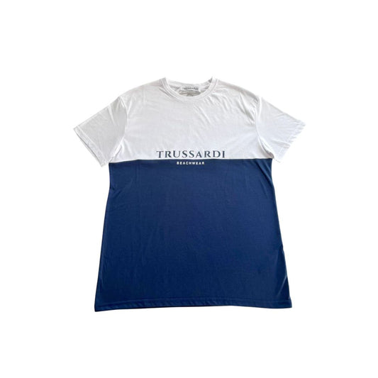 Trussardi Beachwear Blue Cotton Men T-Shirt