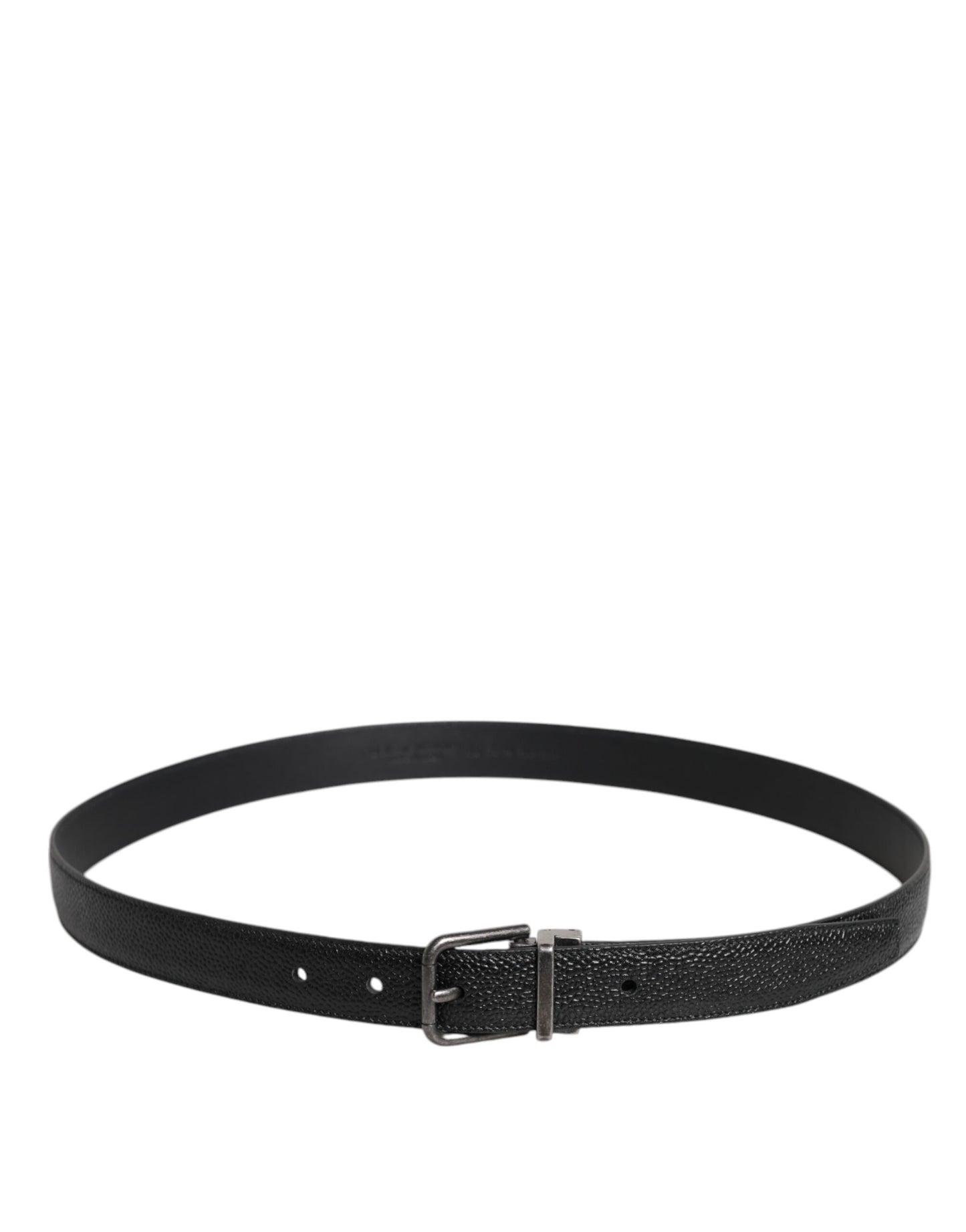 Dolce & Gabbana Black Calf Leather Classic Metal Buckle Belt