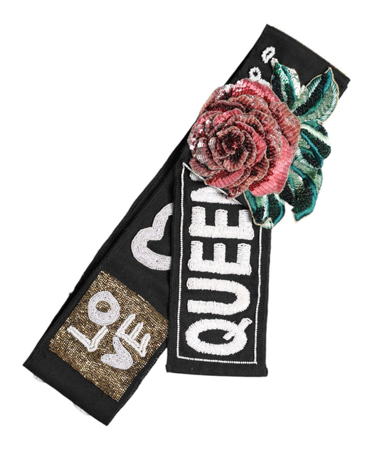 Ceinture noire extensible multicolore ornée de strass Dolce &amp; Gabbana