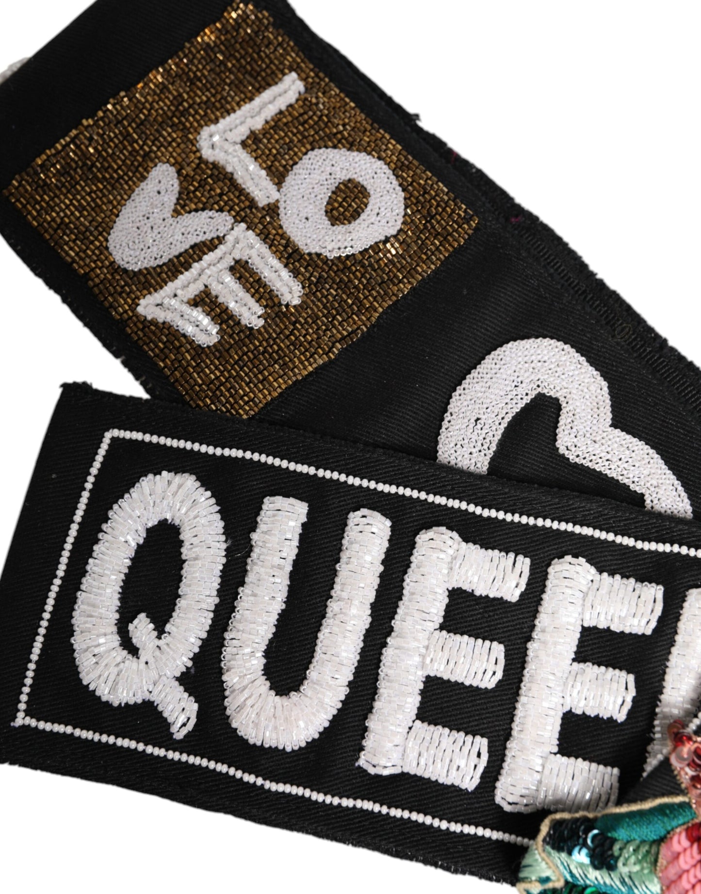 Ceinture noire extensible multicolore ornée de strass Dolce &amp; Gabbana