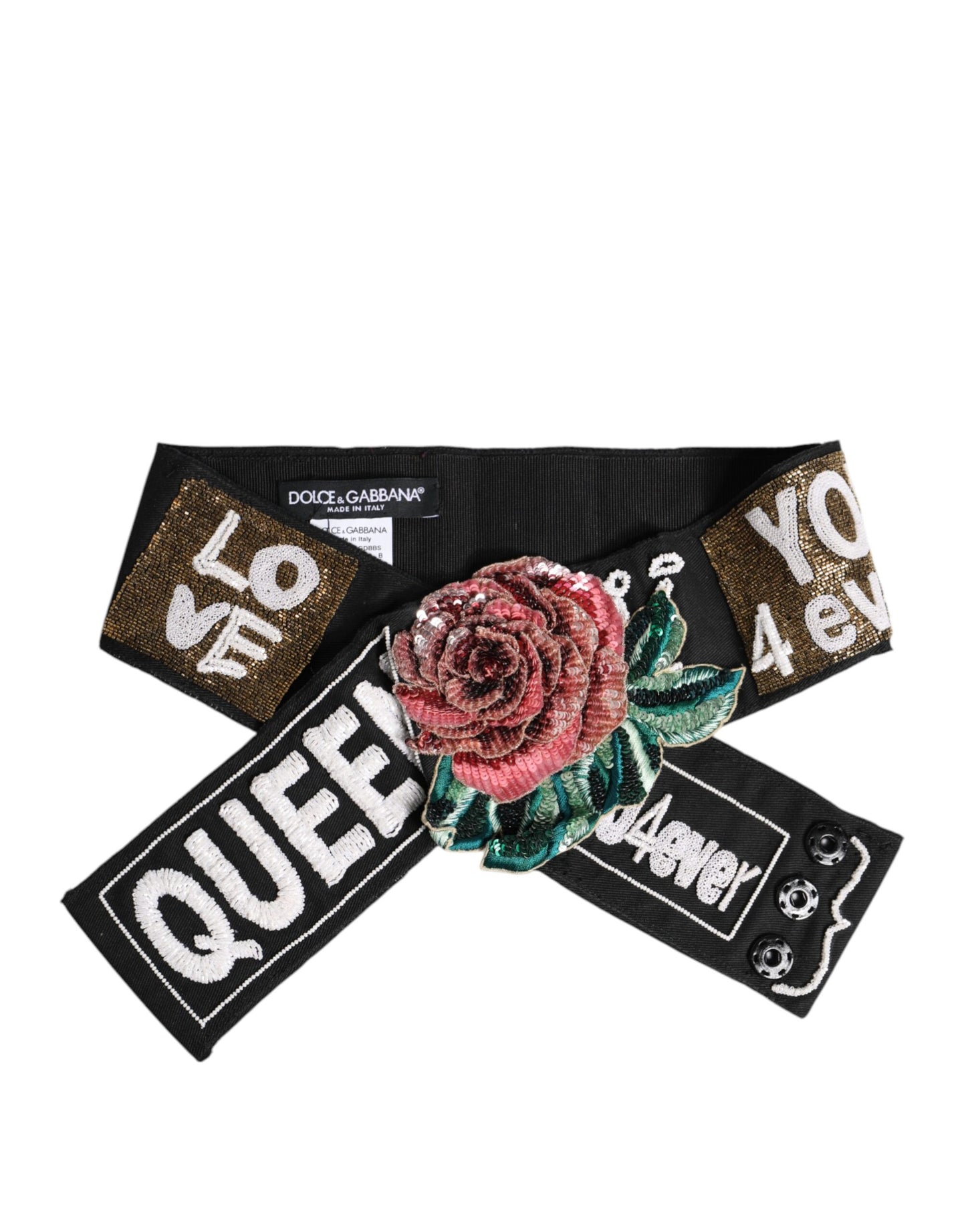Ceinture noire extensible multicolore ornée de strass Dolce &amp; Gabbana