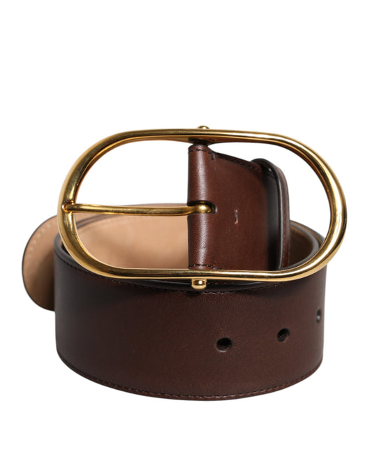 Ceinture en cuir marron Dolce &amp; Gabbana avec boucle en métal doré