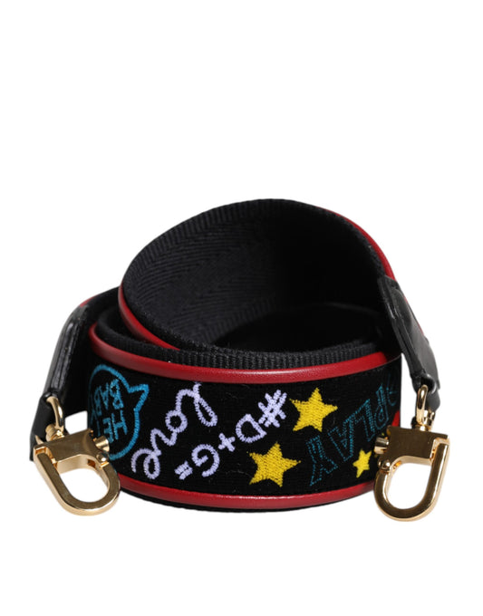 Sac bandoulière en coton imprimé noir Dolce &amp; Gabbana