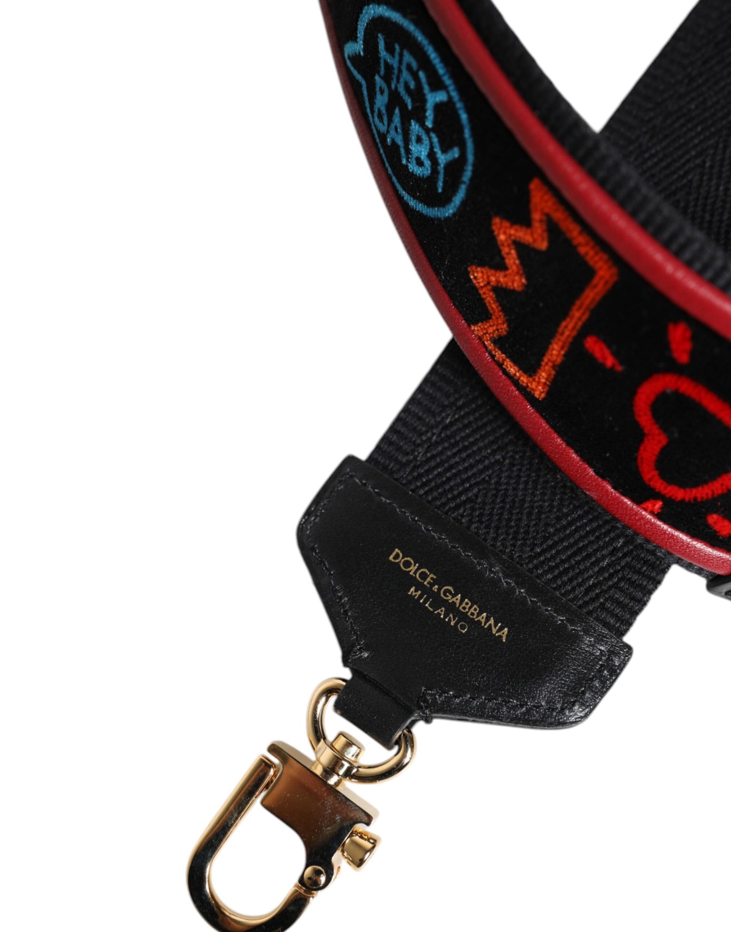 Sac bandoulière en coton imprimé noir Dolce &amp; Gabbana