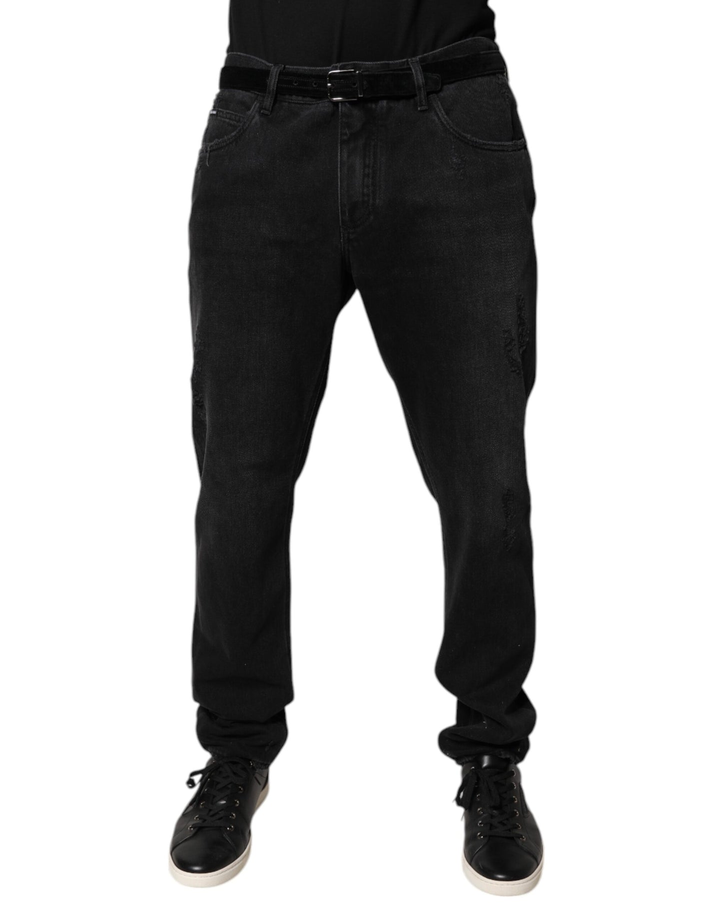 Dolce & Gabbana Black Cotton Skinny Men Denim Jeans