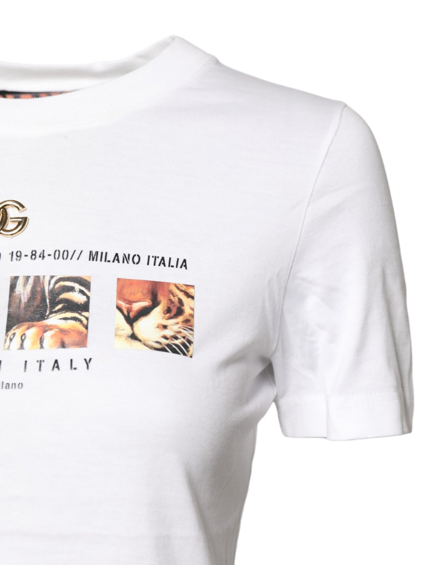 Dolce &amp; Gabbana – Weißes Baumwoll-T-Shirt mit Rundhalsausschnitt und grafischem Print