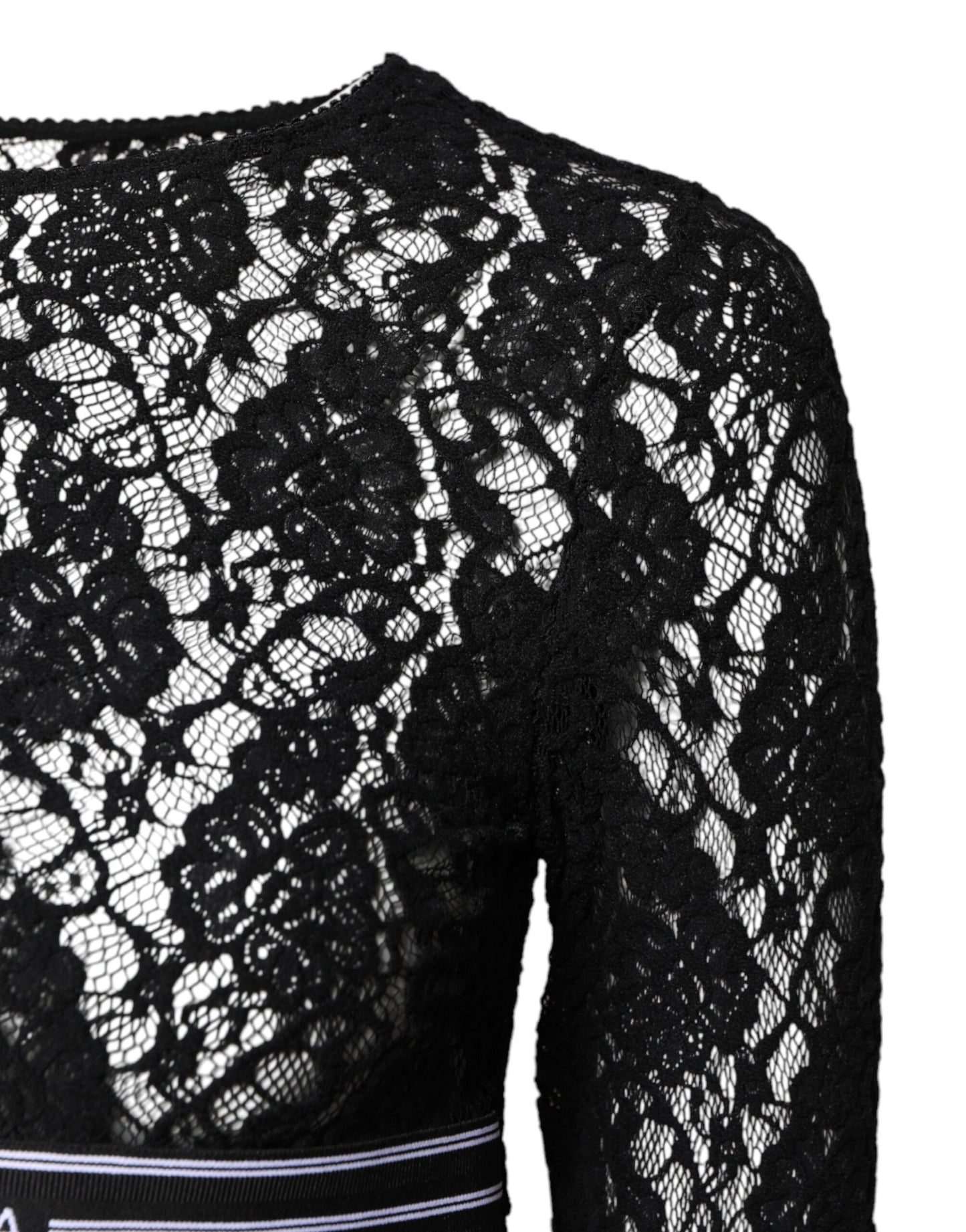 Dolce &amp; Gabbana Pull à manches longues en dentelle florale noire