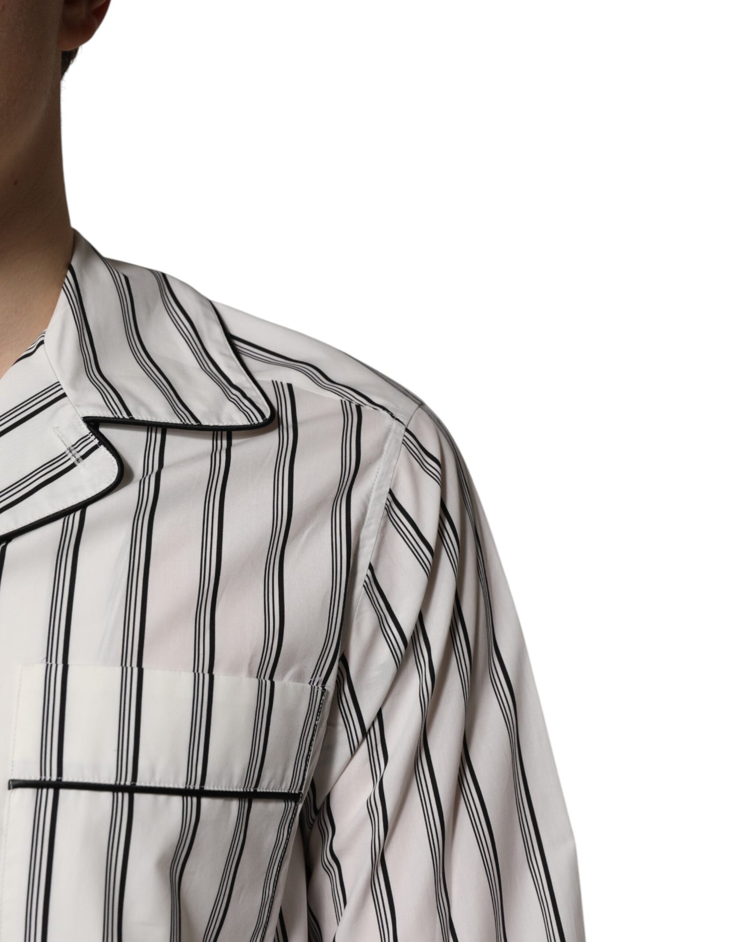 Dolce & Gabbana White Black Stripes Cotton Men Pajama Set Sleepwear