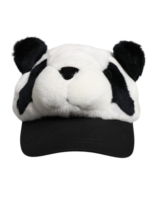 Casquette de baseball Dolce &amp; Gabbana en fourrure de panda noire et blanche pour femme