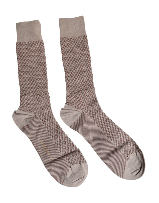 Dolce & Gabbana Brown Solid DG Logo Mid Calf Men Socks