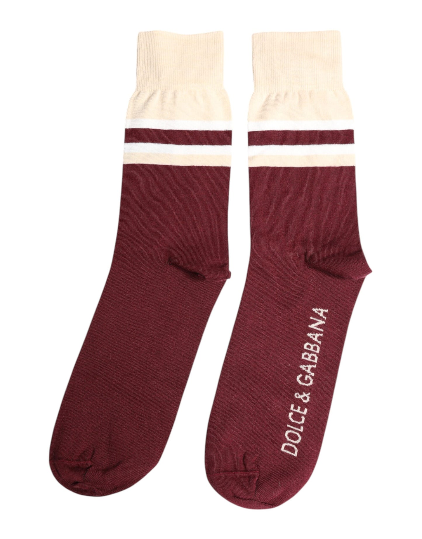 Dolce &amp; Gabbana – Wadenlange Socken mit Stretch-Logo-Print in Burgunderrot
