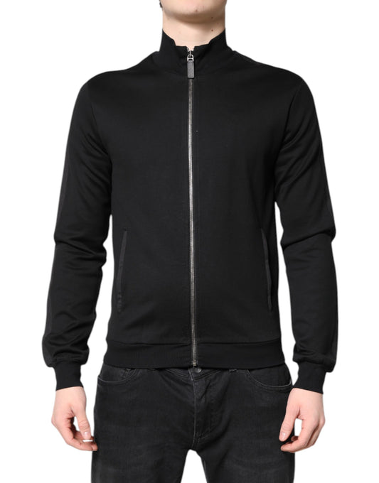 Dolce & Gabbana Black Cotton Logo Full Zip Men Bomber Jacket