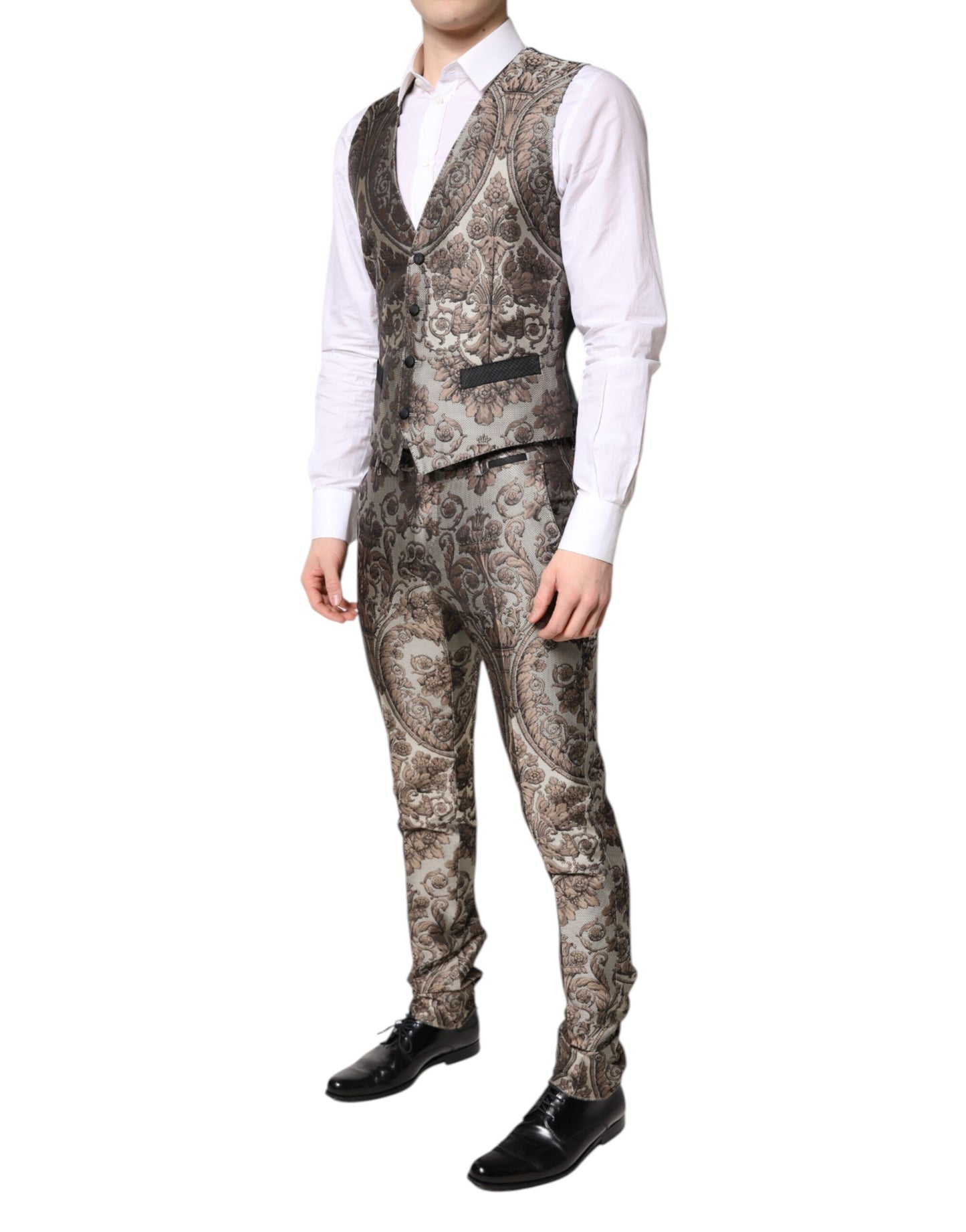 Dolce & Gabbana Multicolor Jacquard Single Breasted 3 Piece Suit