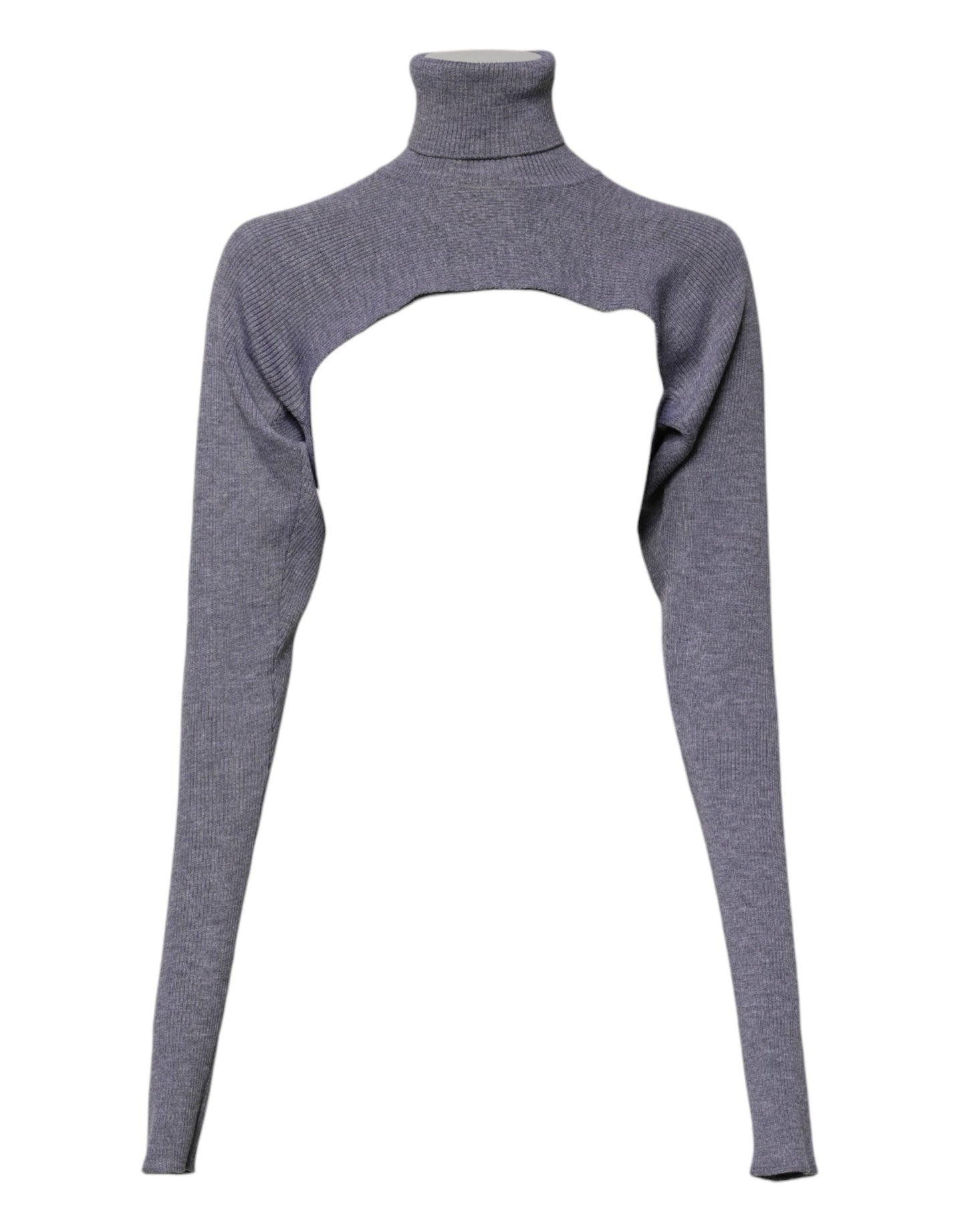 Pull court à col roulé en laine grise Dolce &amp; Gabbana