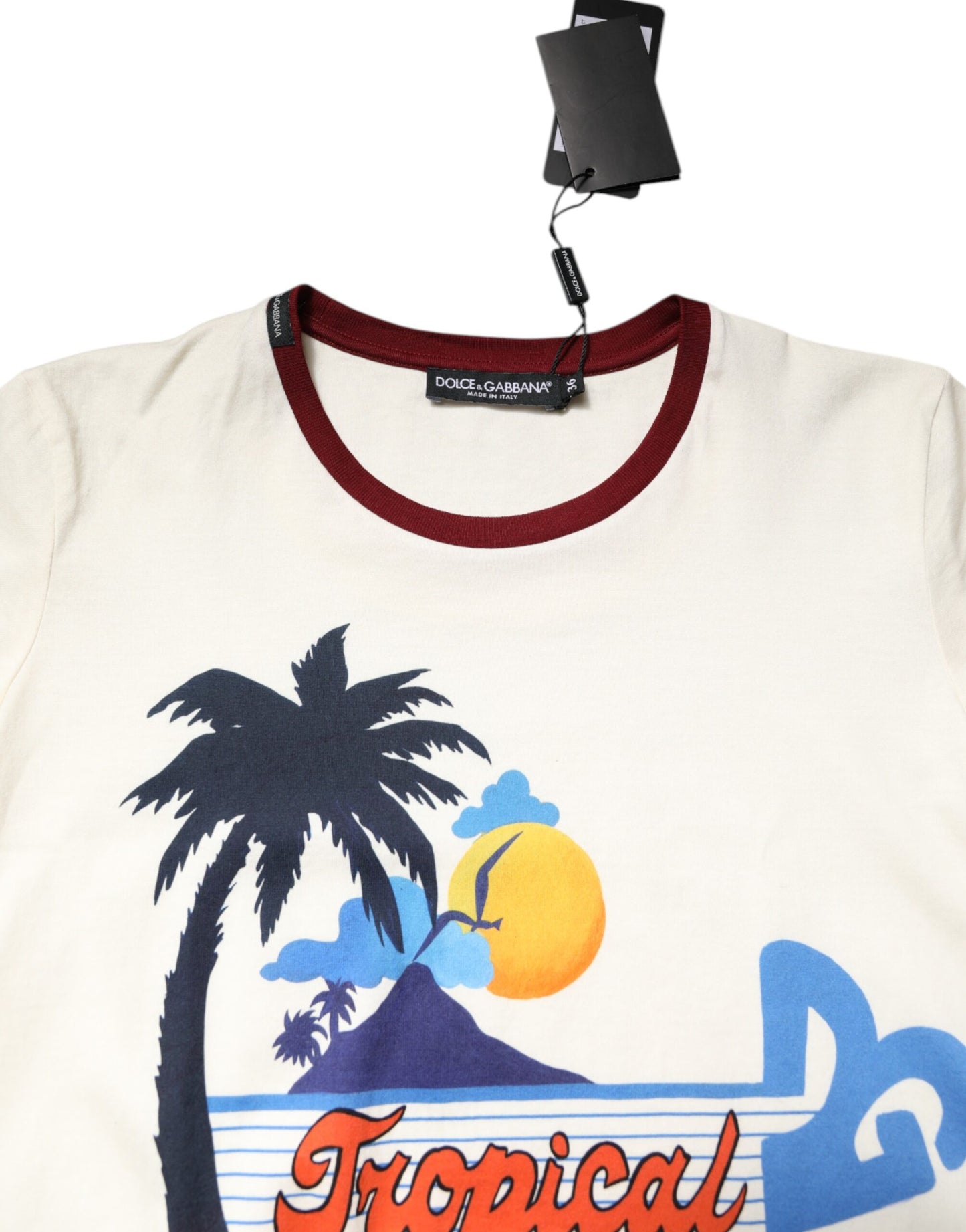 Dolce &amp; Gabbana – Weißes, kurzärmliges T-Shirt mit Baumwolldruck