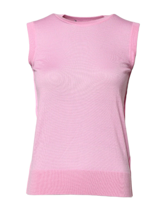 Débardeur sans manches à col rond en cachemire rose Dolce &amp; Gabbana