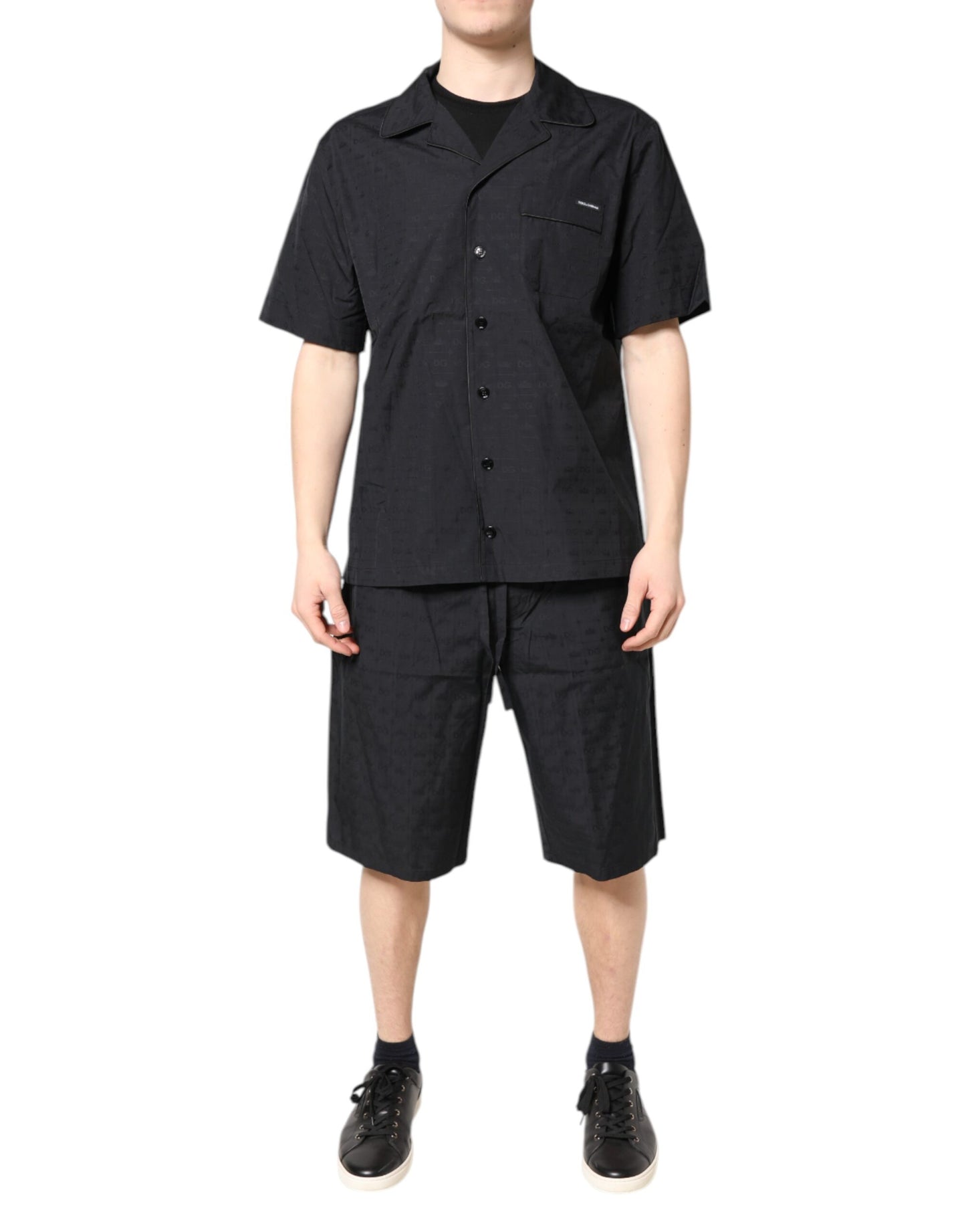 Dolce & Gabbana Black Cotton Men Pajama Set Sleepwear