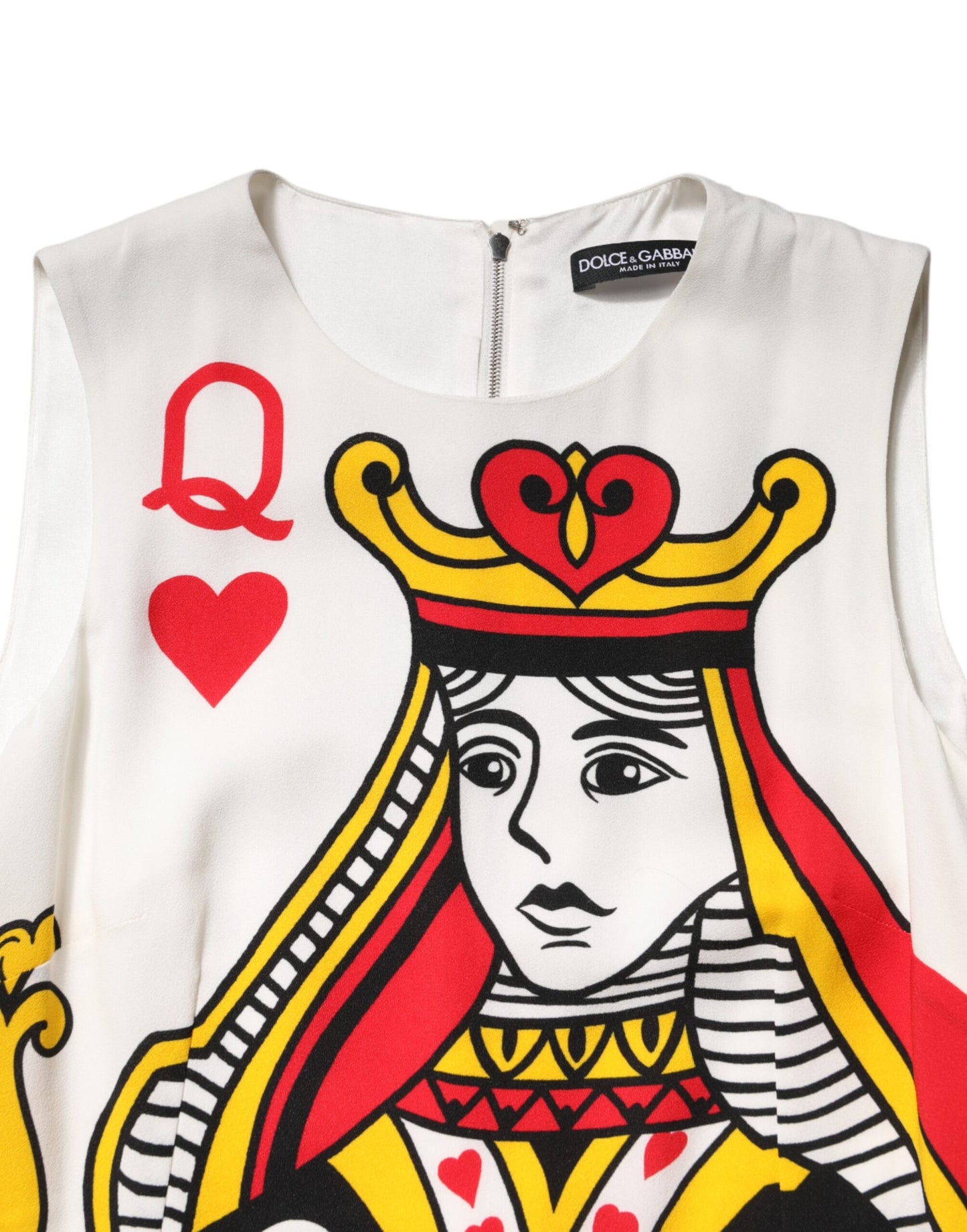 Dolce &amp; Gabbana Weißes, ärmelloses Maxikleid „Queen of Hearts“