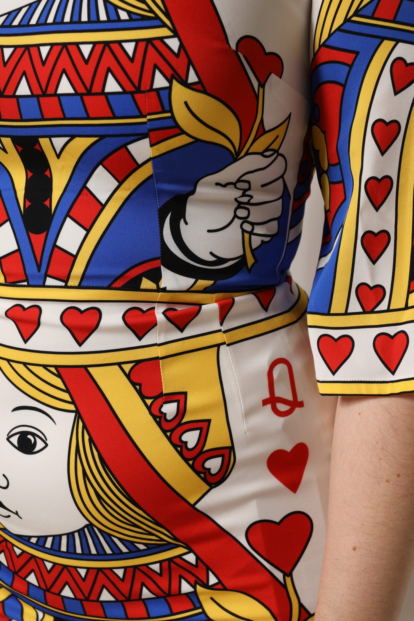 Dolce &amp; Gabbana – Weißes, kurzärmliges Midikleid „Queen of Heart“