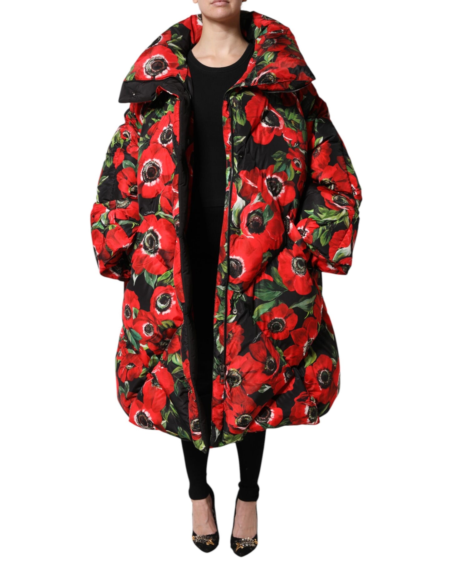 Veste matelassée zippée à fleurs multicolores Dolce &amp; Gabbana