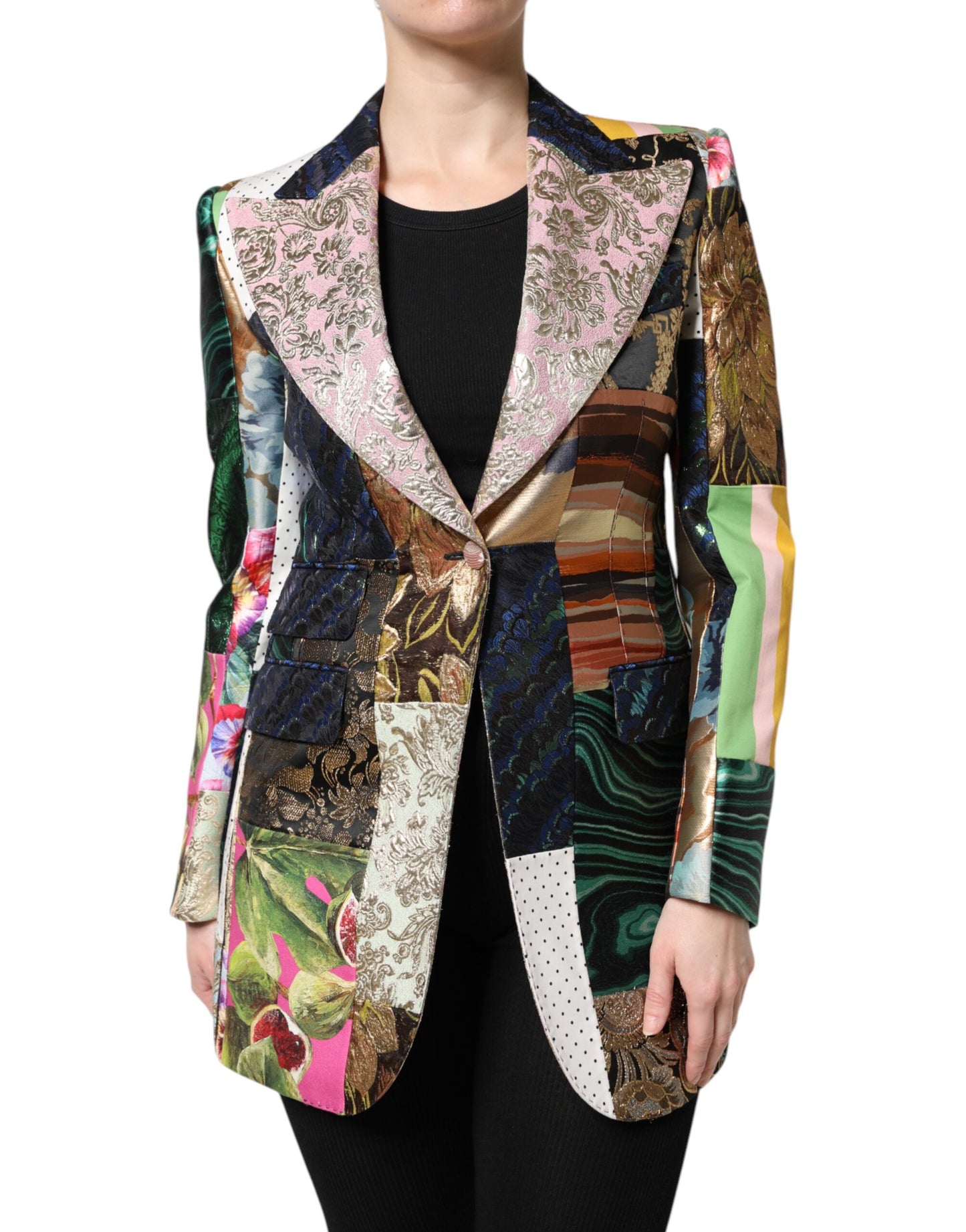 Veste en jacquard patchwork floral multicolore Dolce &amp; Gabbana