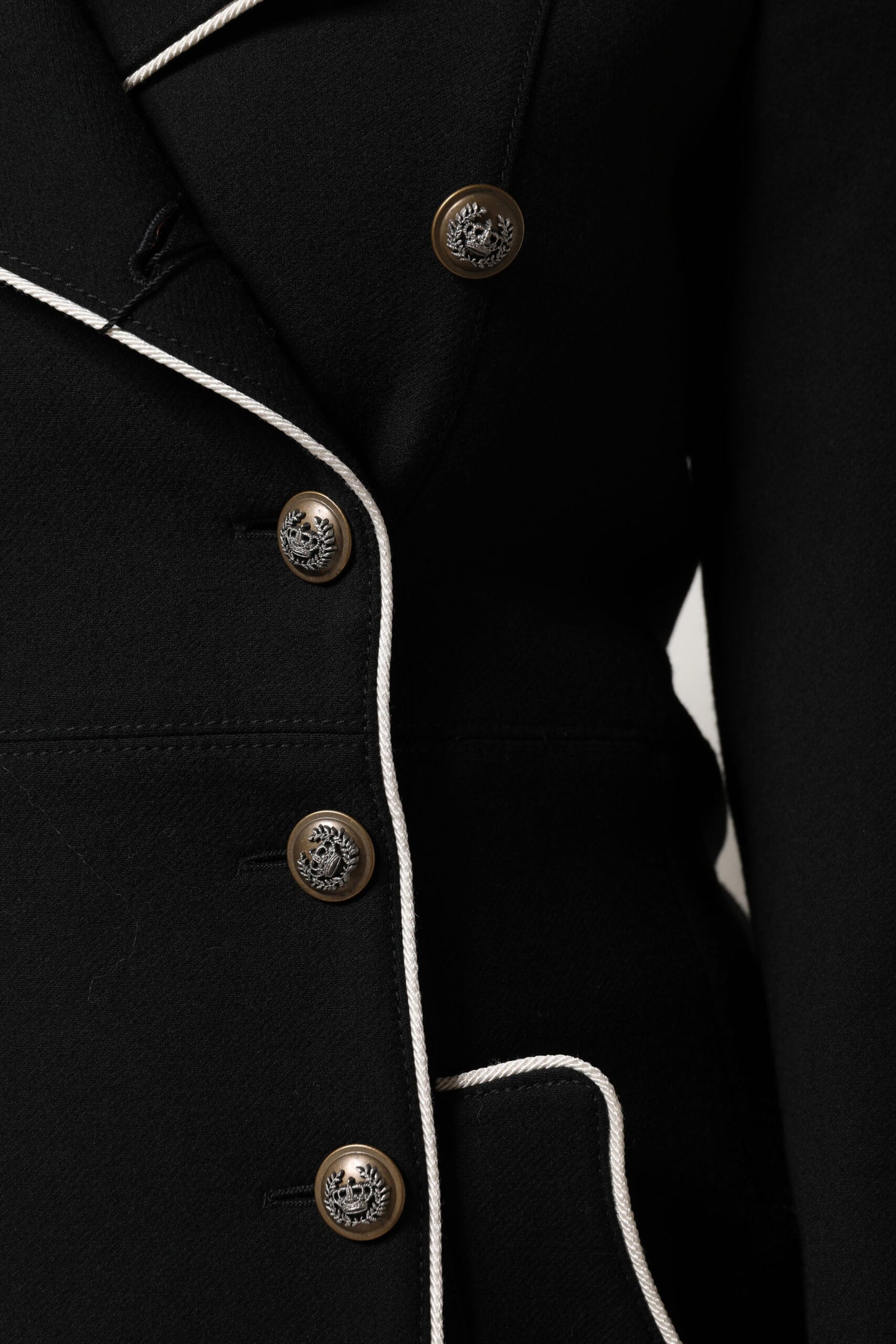 Veste blazer croisée en laine noire Dolce &amp; Gabbana