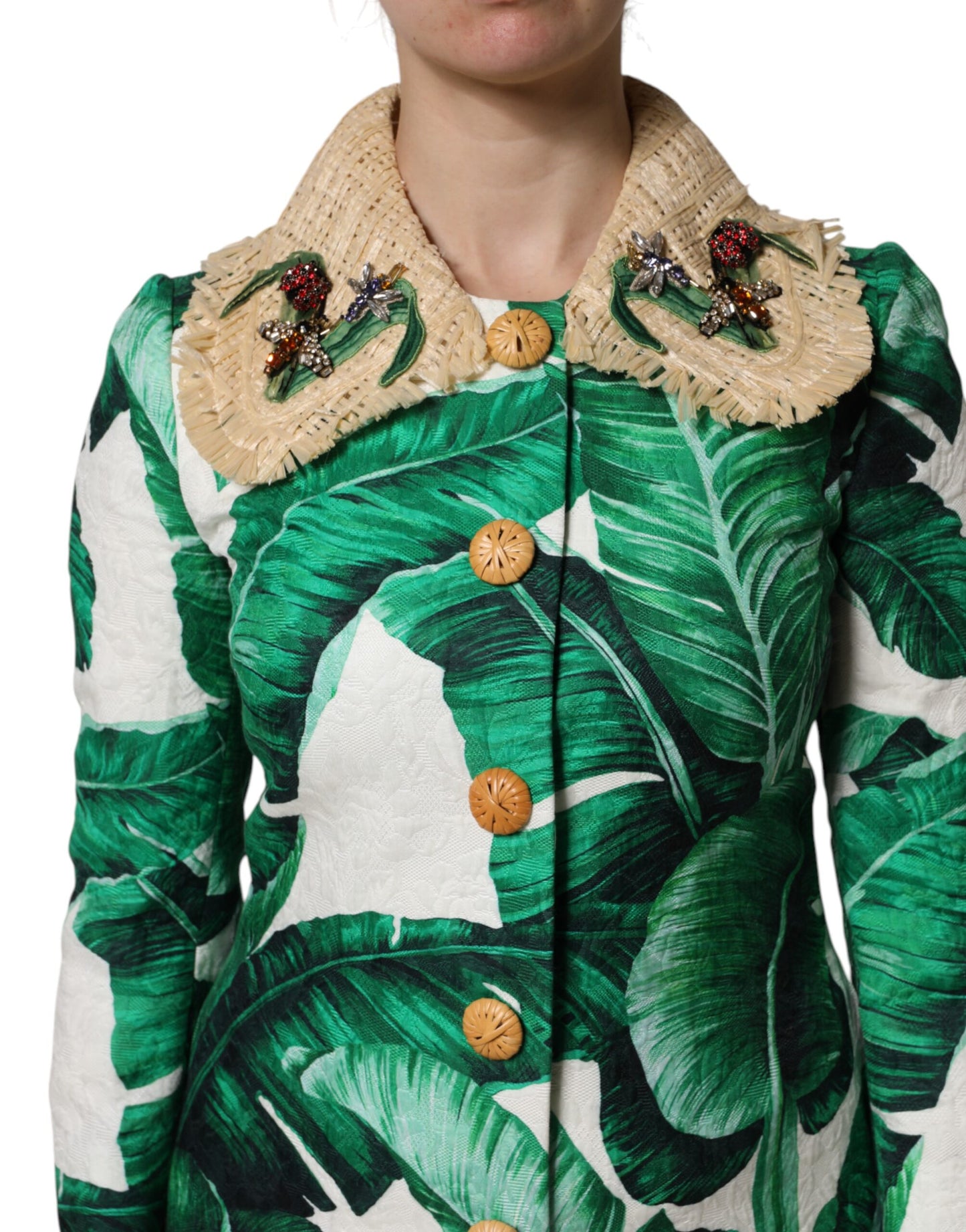 Dolce &amp; Gabbana - Trench-coat multicolore à imprimé feuilles