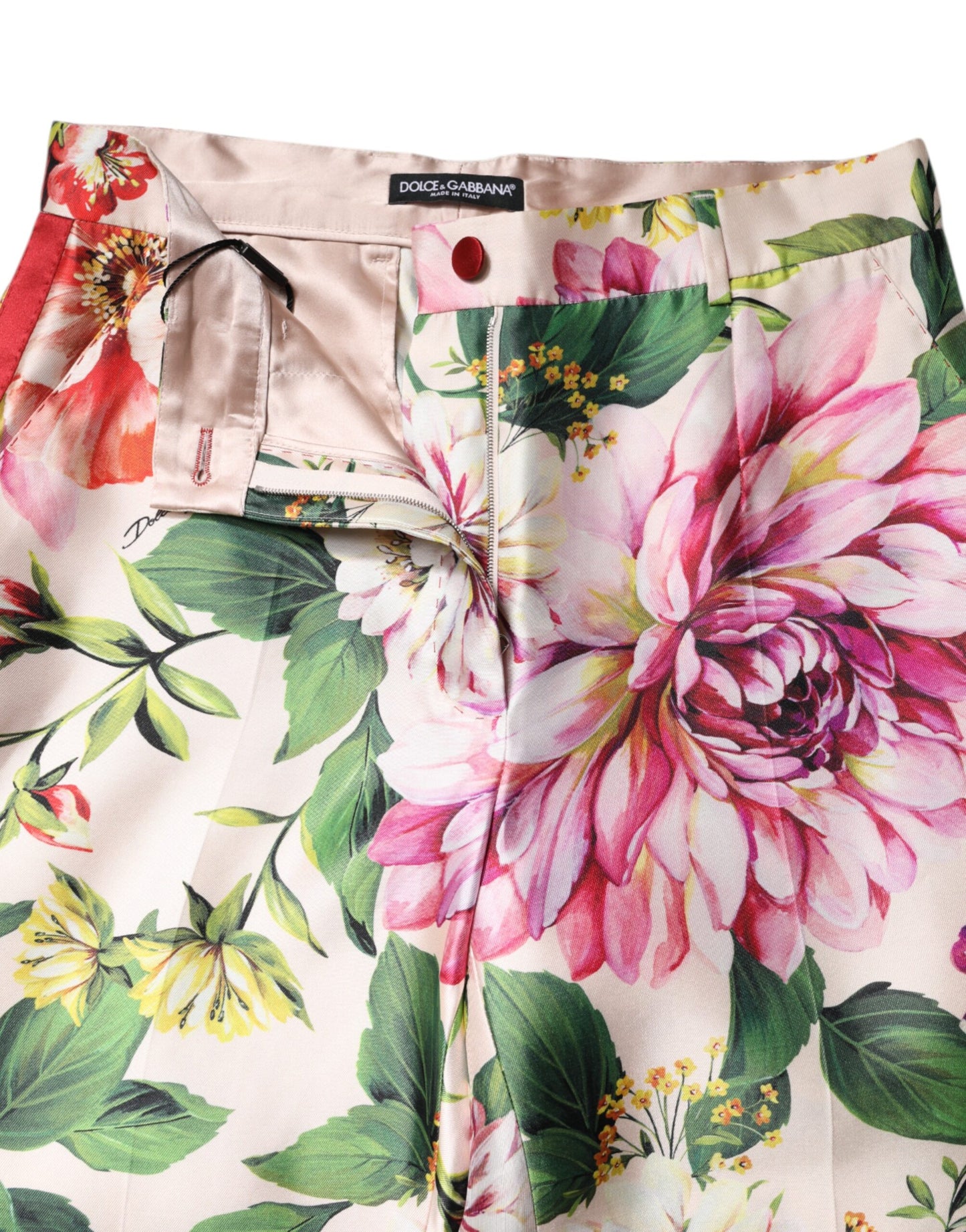 Pantalon droit taille haute à fleurs multicolores Dolce &amp; Gabbana