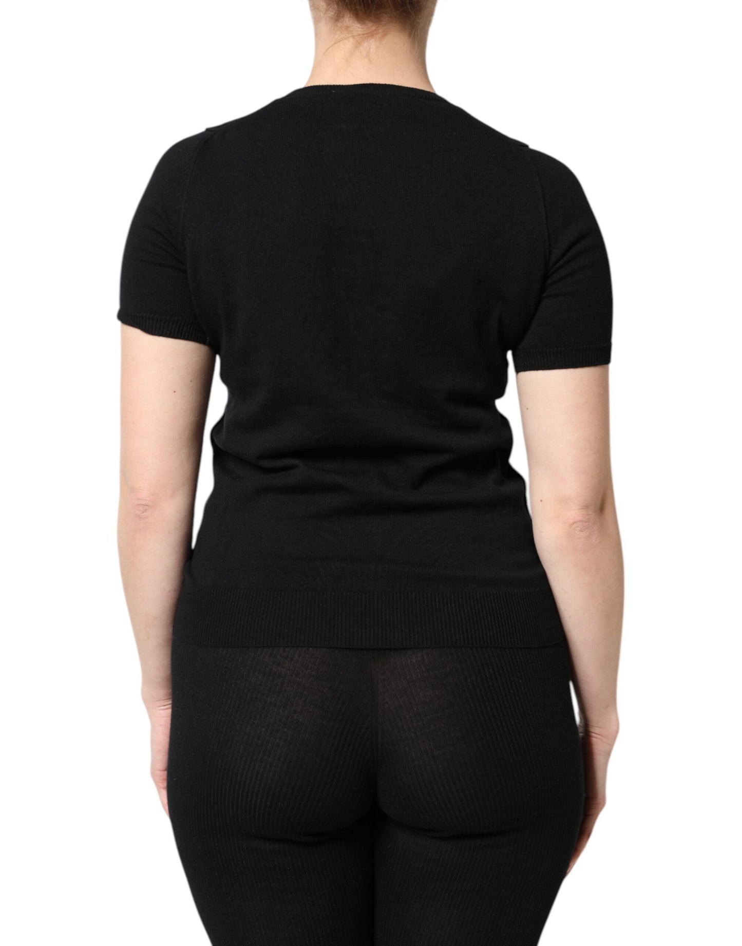 T-shirt à manches courtes et col rond en coton noir Dolce &amp; Gabbana