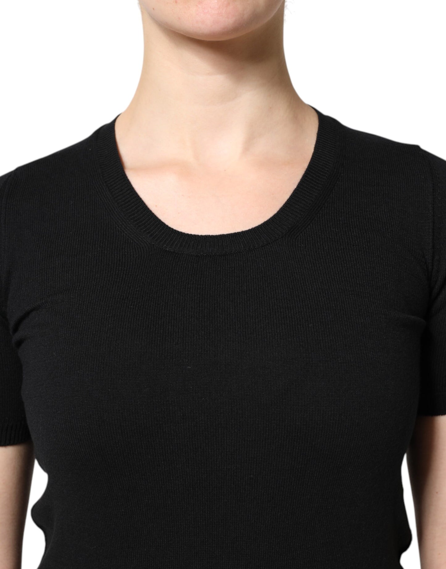 T-shirt à manches courtes et col rond en coton noir Dolce &amp; Gabbana