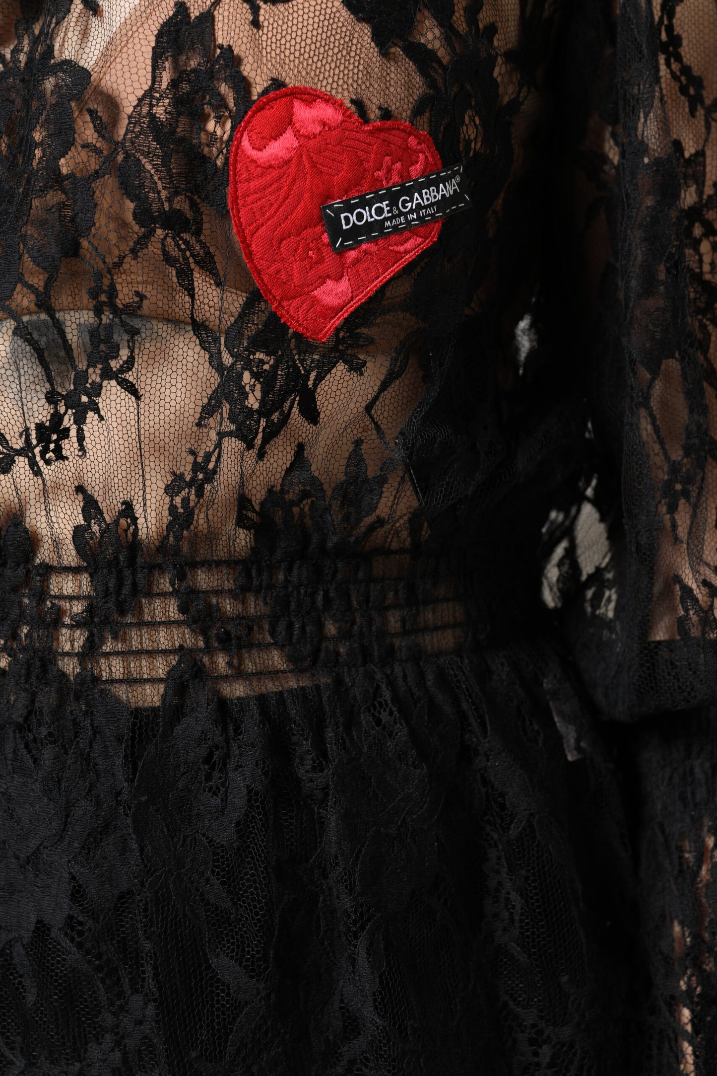 Chemisier en coton noir à dentelle florale Dolce &amp; Gabbana pour femme