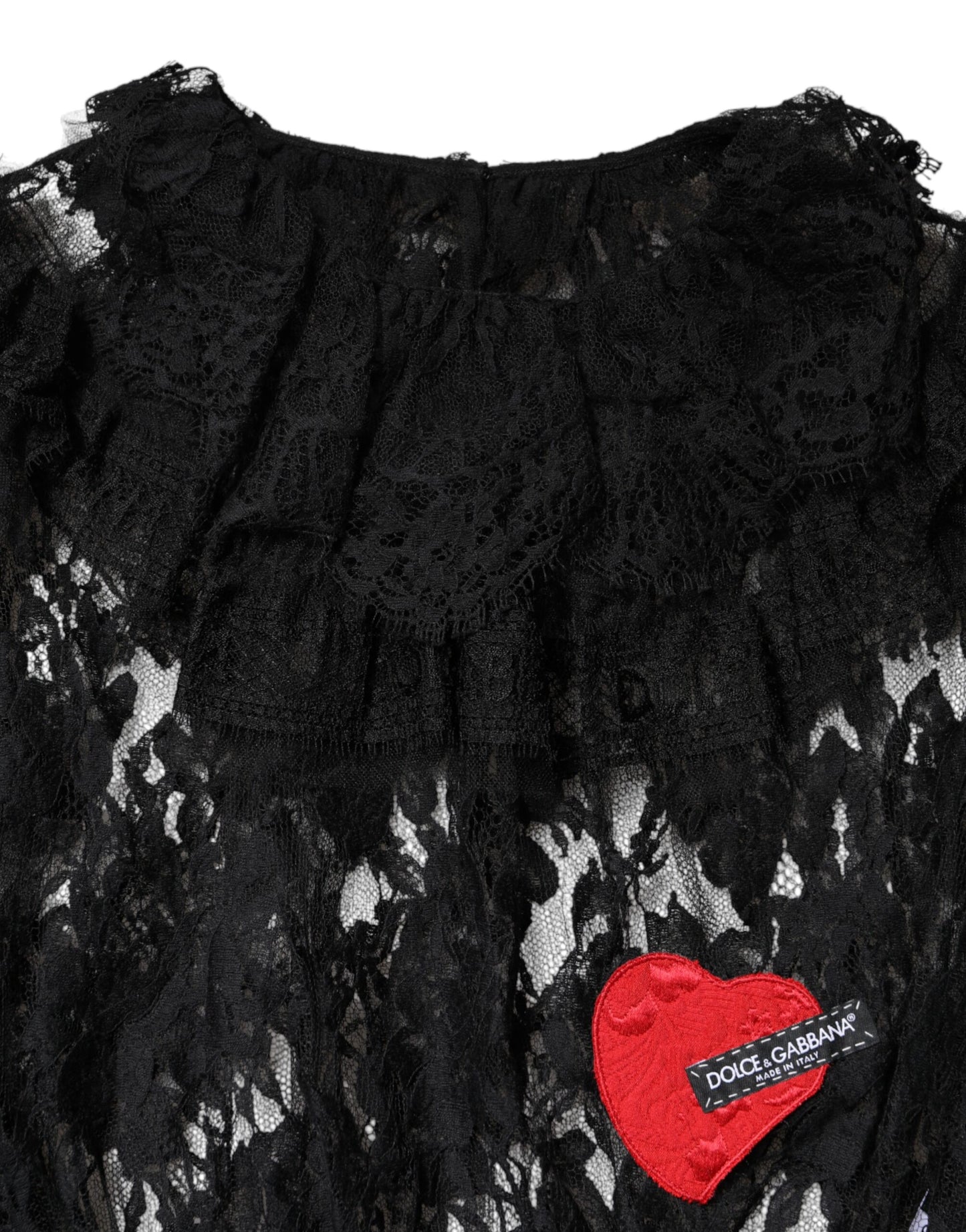 Chemisier en coton noir à dentelle florale Dolce &amp; Gabbana pour femme