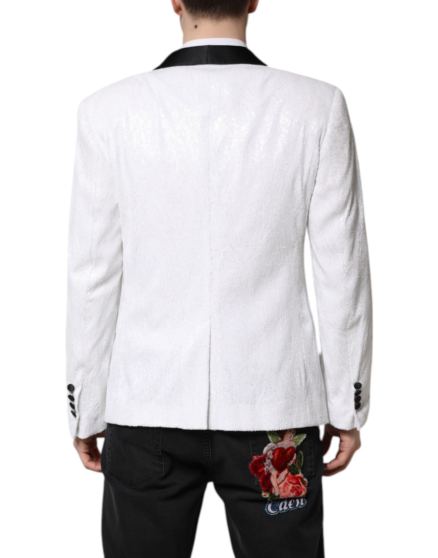 Dolce & Gabbana White Nylon Single Breasted Coat Blazer