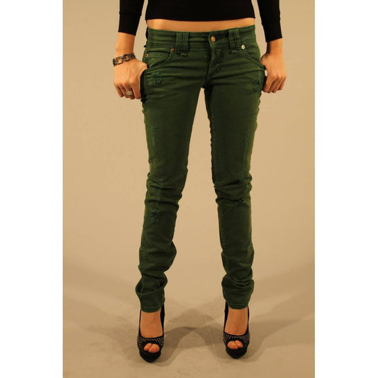 Jean femme en coton vert John Galliano