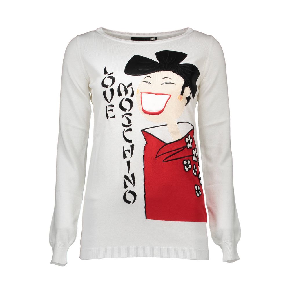 Pull femme blanc en autres fibres Love Moschino
