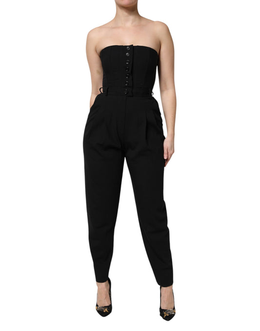 Robe-combinaison bustier en laine noire Dolce &amp; Gabbana